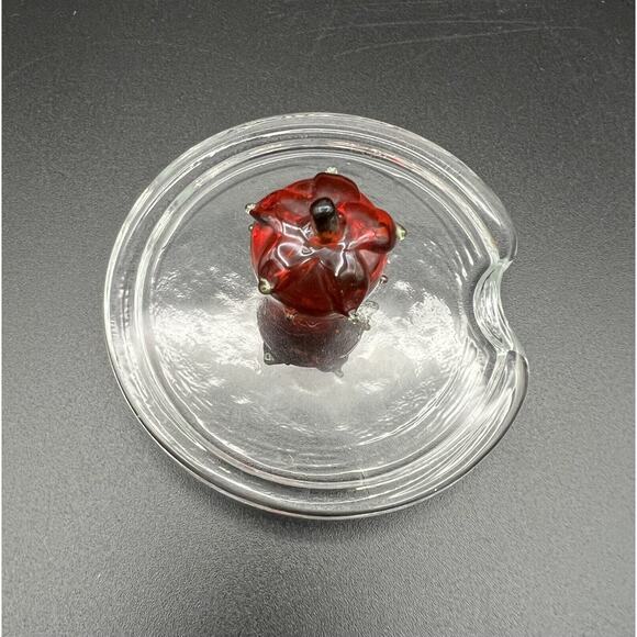 Vintage Clear Glass Jam Jelly Jar w Red Glass Strawberry Finial - Picture 9 of 11